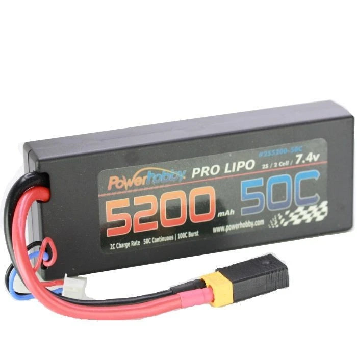 Power Hobby 2S520050CXT60APT 5200mAh 7.4V 2S 50C LiPo Battery w/ Hardwired XT60 Battery