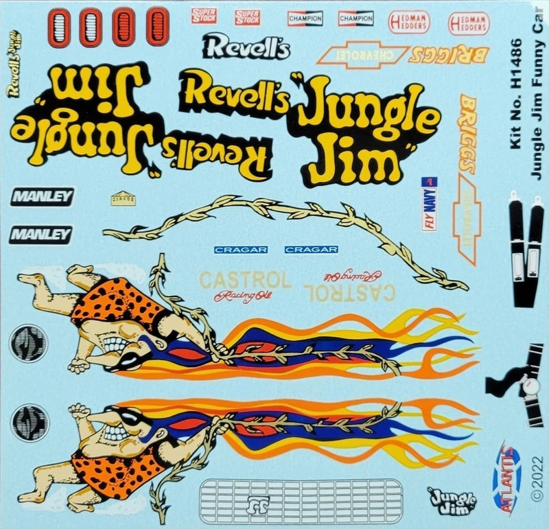 Jungle Jim 1/16 scale Vega Funny Car Waterslide Decal Sheet Atlantis