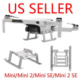 White extended drone landing gear riser stabilizer for compact drones