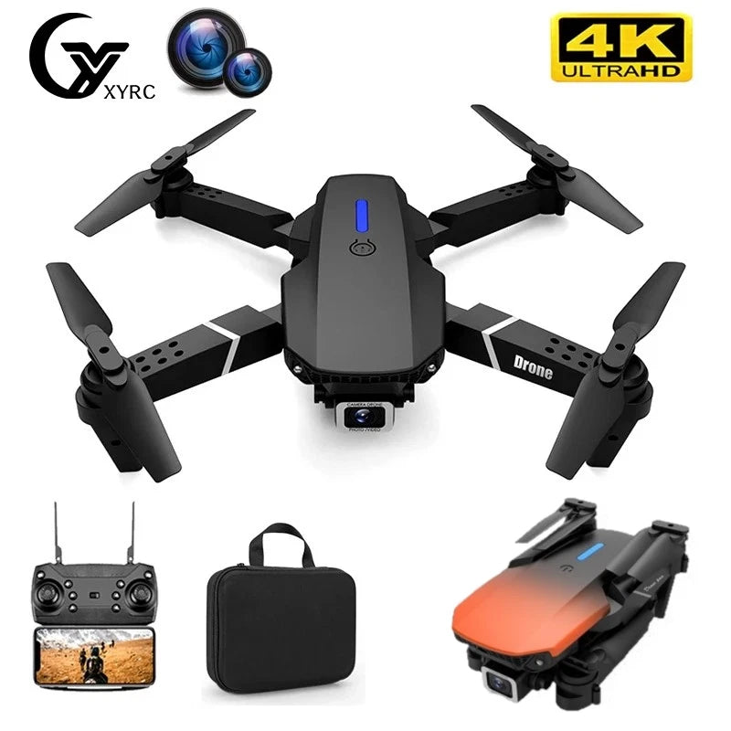 2023 Quadcopter E88 PrWIFI FPV Drone With Wide Angle HD 4K  2Camer+2battery