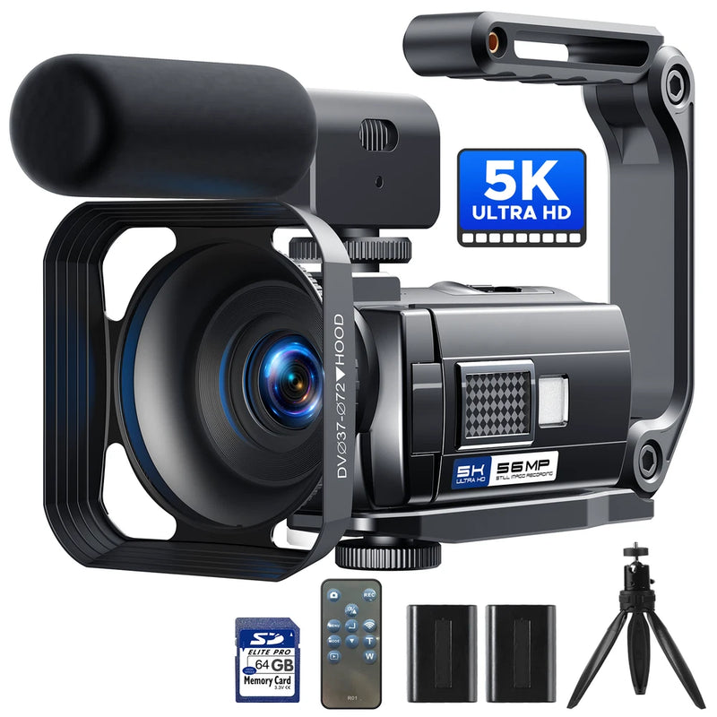 5K Camcorder, 56MP Video Camera WiFi Night Vision Anti-Shake Recorder 3?? 270?? US