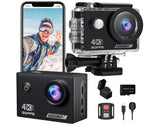 Yolansin 4K30FPS Action Camera with 64GB SD Card, Pre-Recording 20MP Underwater