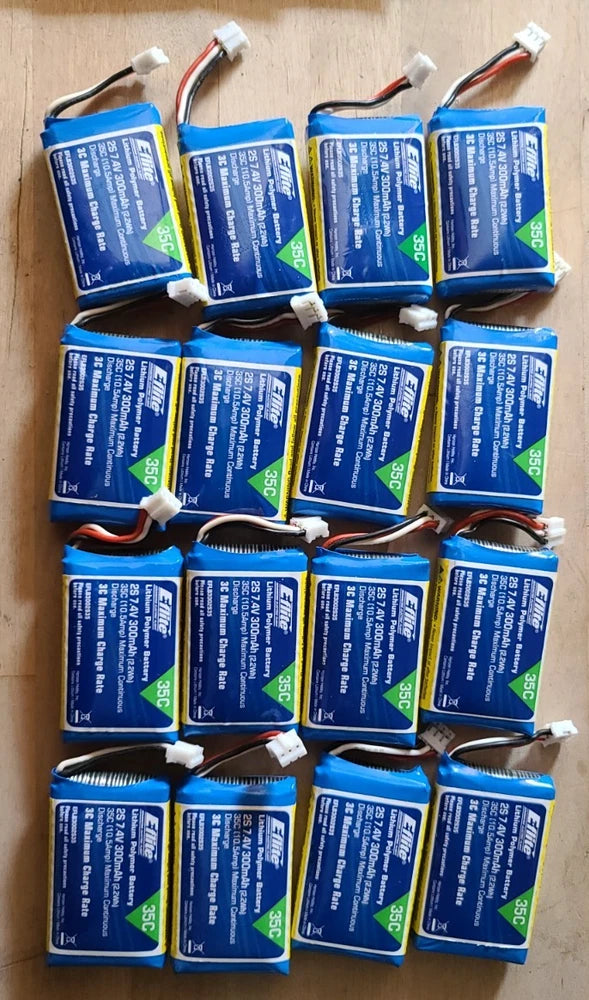 Lot of 16 Eflite RC EFLB3002S35 390 mAh 2S 7.4V 35C Lipo Battery
