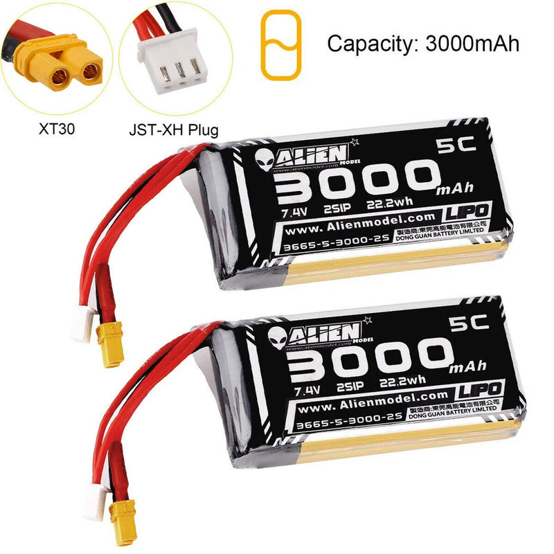 2X XT30 Plug 3000mAh 2S 7.4V Lipo 2S Battery 2-Cell For RC Airplane Jet Car boat Battery