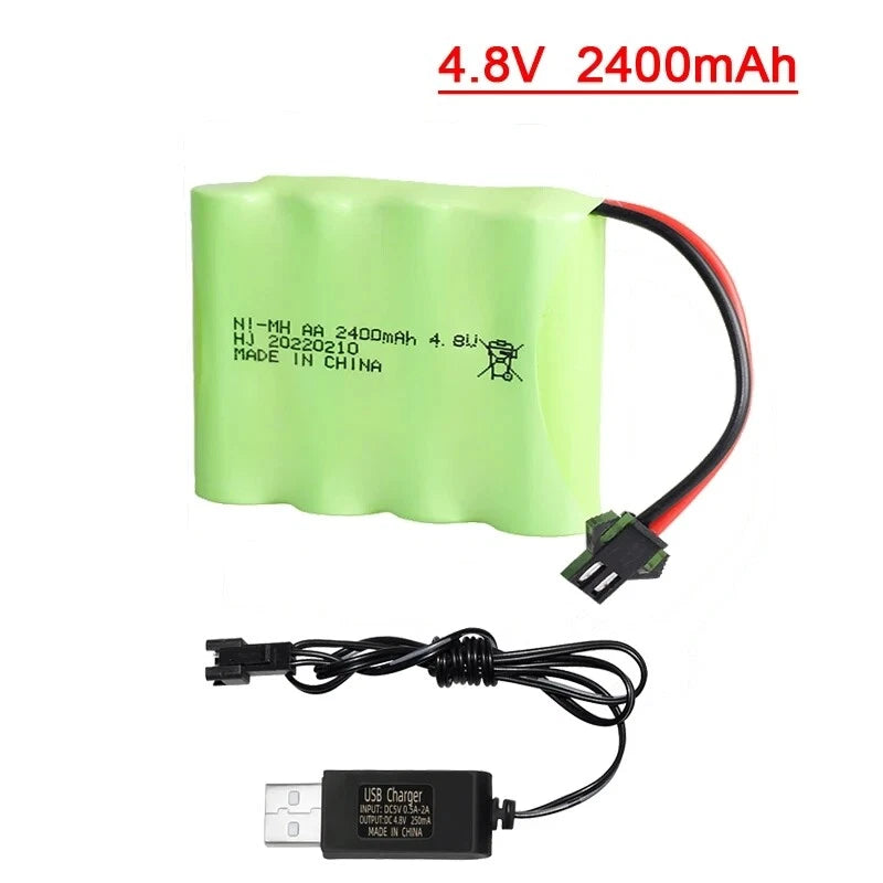 1 Pack 4.8V 2400mAh AA Ni-MH Rechargeable Battery Pack for RC Truck Toy Cars USA