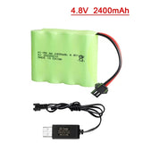 1 Pack 4.8V 2400mAh AA Ni-MH Rechargeable Battery Pack for RC Truck Toy Cars USA