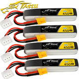 4X Tattu 450mAh 95C 7.6V HV 2S Lipo Battery XT30 Plug-Long For RC FPV Quadcopter