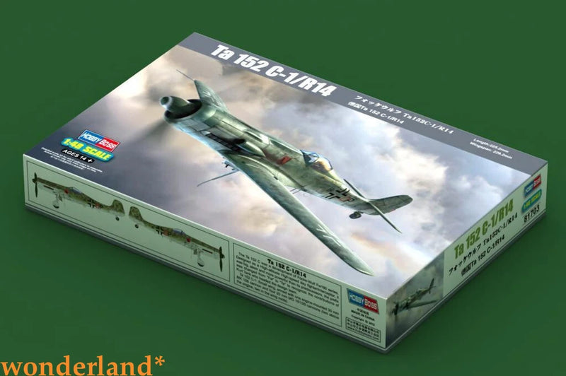 Hobbyboss 1/48 Ta152 C-1/R14 model kit box with illustrated aircraft