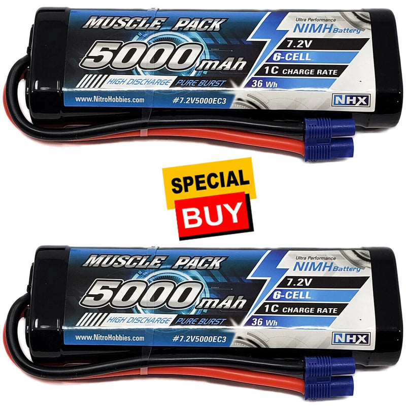 NHX Muscle Pack 7.2V 5000mAh 6-Cell Nimh Battery w/ EC3 Connector (2) Battery