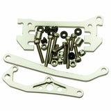 RC car alloy shock mount kit with panhard link bar, screws, and mounting plates