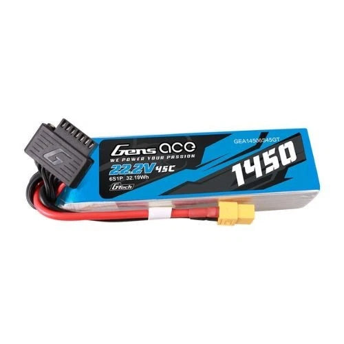 1450mAh 6S 45C 22.2V Gens Ace G-tech Lipo Battery Pack with XT60 Plug Battery