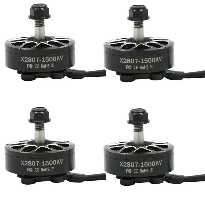 Set of four brushless FPV motors, X2807-1500KV, black with silver shafts