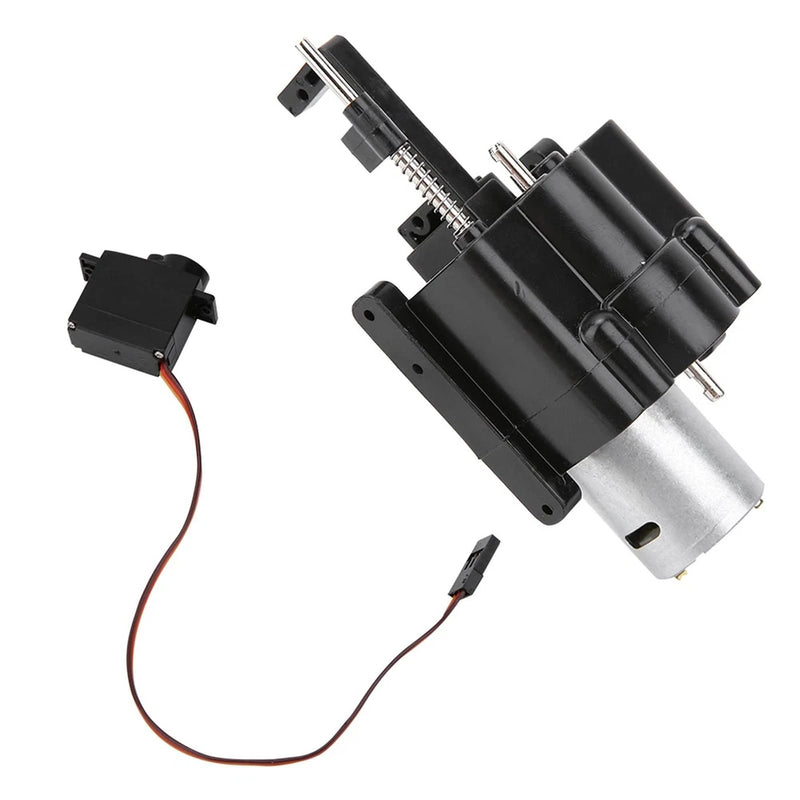 RC metal speed shift servo upgrade, black and silver with wiring connector