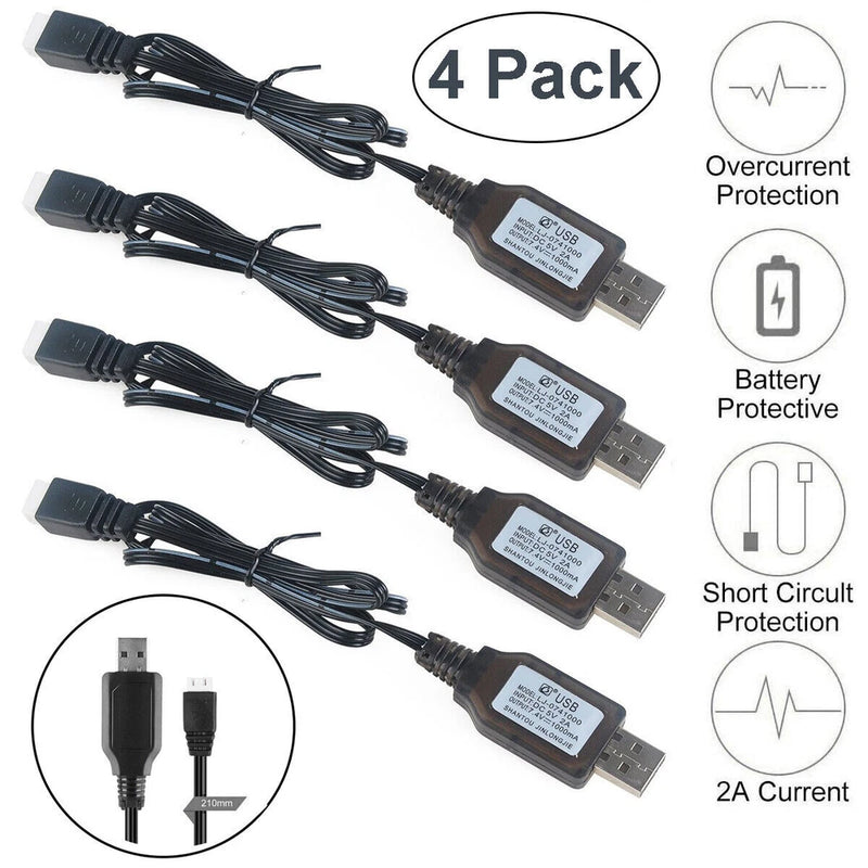 4PCS 1A RC USB Charger Cable For 2S 7.4V LiPo Battery RC Quadcopter FPV Drone