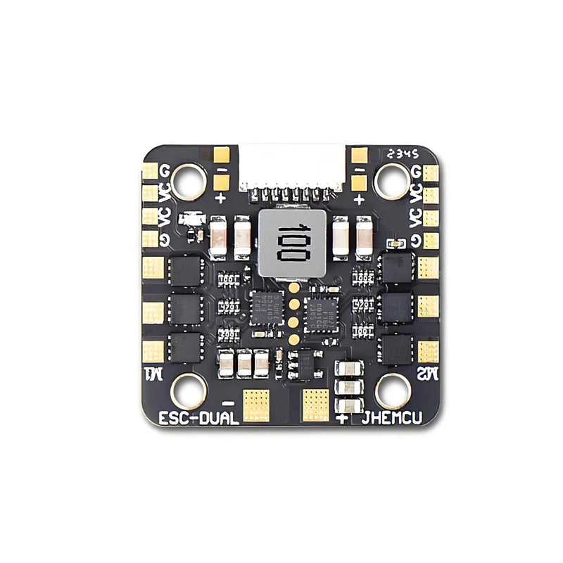 JHEMCU ESC-DUAL dual ESC controller PCB with two mounting holes and main IC, black board