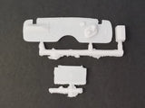 White plastic model kit parts sprue for 1967 GTO firewall radiator and battery