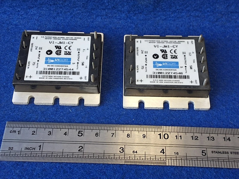 Vicor DC-DC Converter VI-JW1-CY Input: 24VDC 75W Output: 12VDC 50W lot of 2.