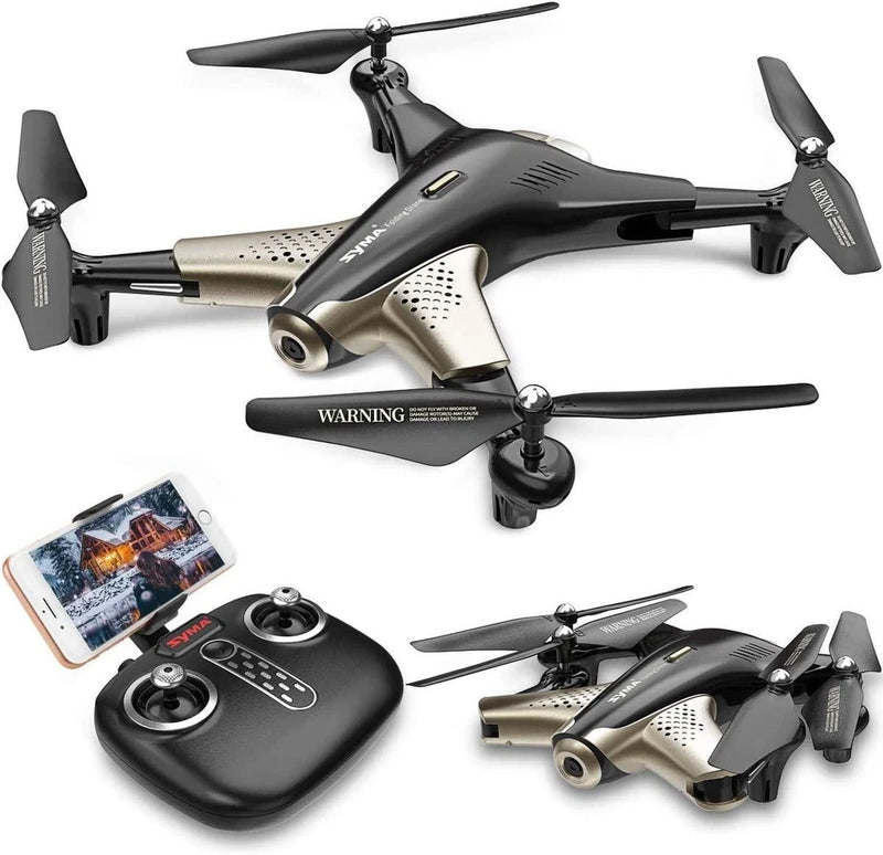 Foldable quadcopter drone with built-in camera, remote controller, and phone screen