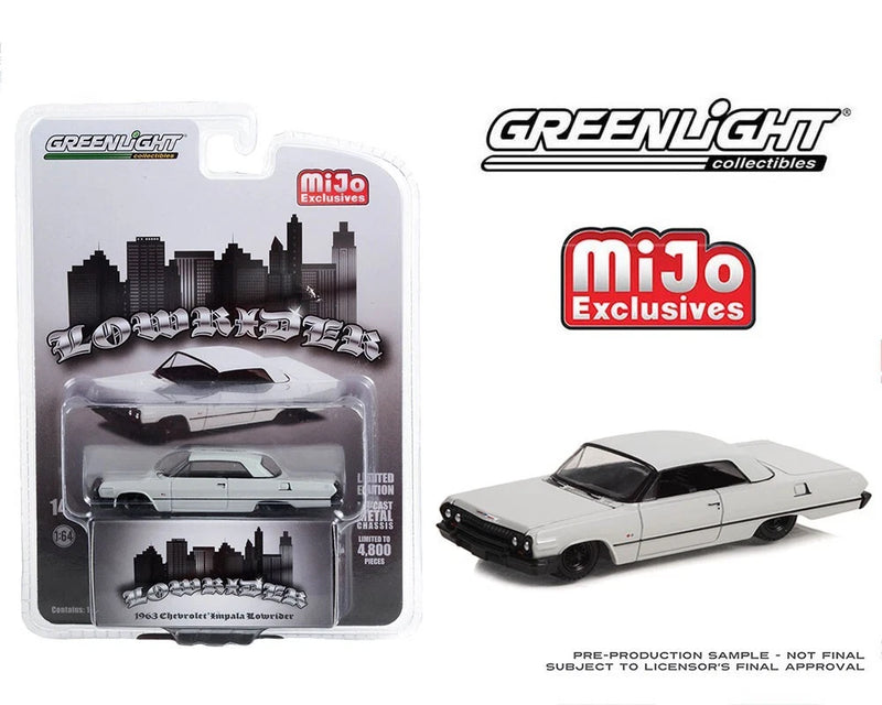 Greenlight 1:64 1963 Chevrolet Impala SS Lowrider Grey Diecast Model Car 51465