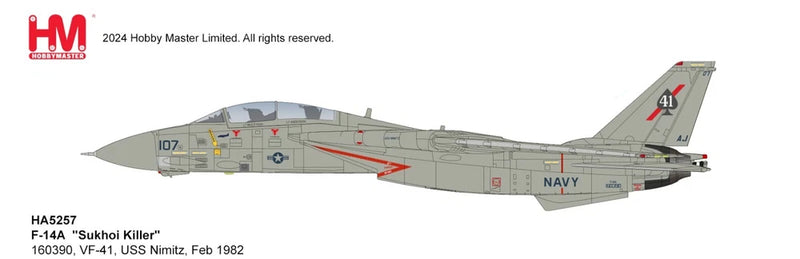 1:72 F-14A Tomcat model airplane with VF-41 Navy markings, gray and tail fin