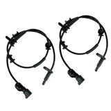 Set of 2 ABS wheel speed sensors with black wiring harness and electrical connectors