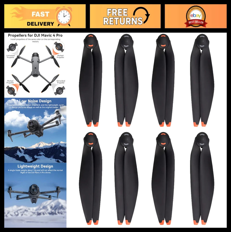 8Pcs Low Noise Propeller Blades for Mavic 4 Pro Drone - Quick Replacement Spare