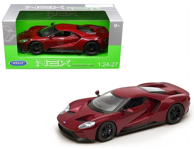 2017 Ford GT 1/24 Diecast Metal Model by Welly - RED - Burgundy w/ BOX