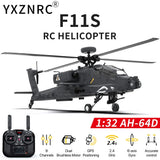 YXZNRC F11-S RC Helicopter 1:32 AH-64D Apache 2.4G 9CH 6-Axis Gyro 3D GPS RTF
