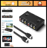 RCA to HDMI converter adapter box with AV input ports and HDMI output, black