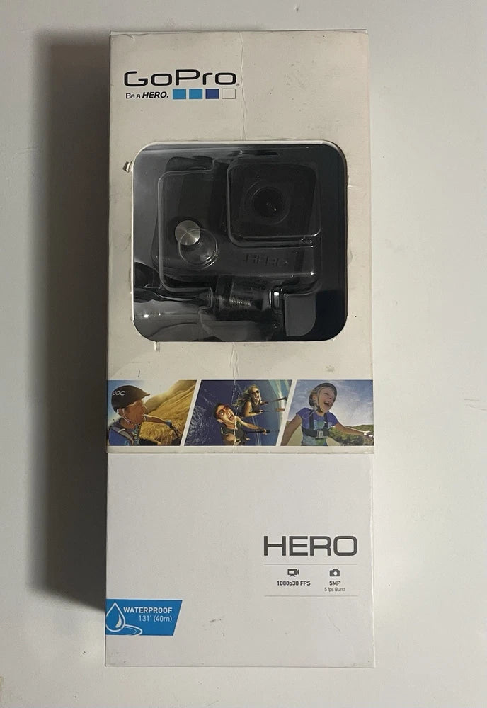 GoPro HERO action camera retail box with waterproof housing and accessories
