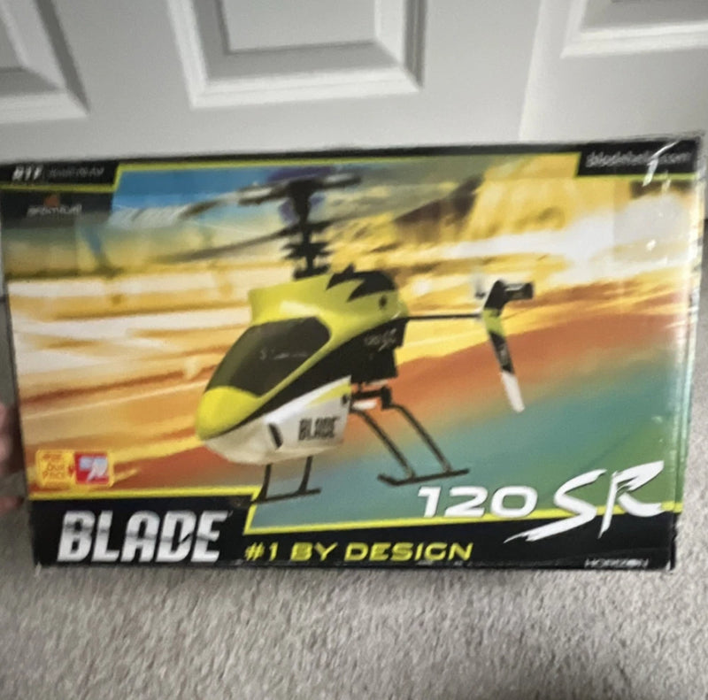 Blade 120 SR electric RC helicopter hobby box with graphics and 120 SR label
