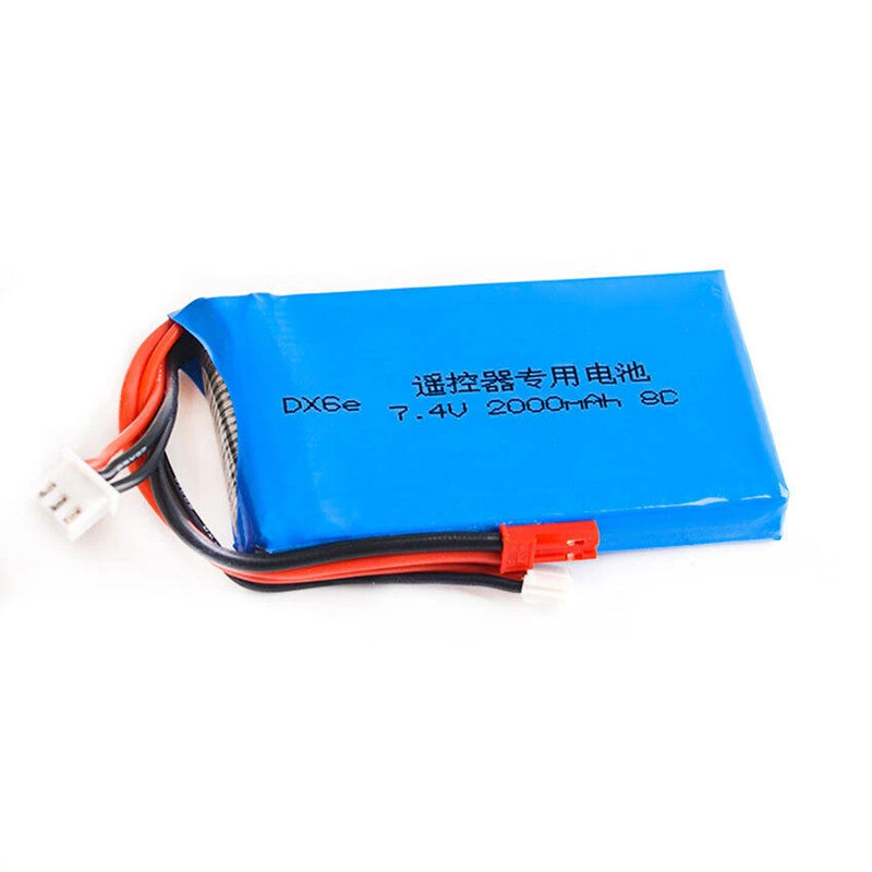 7.4V 2S 2000mAh LiPO Battery JST Spektrum plug fit DX6E DX6 RC Hobby Transmitter
