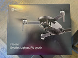 Bwine F7MINI drone retail box with drone illustration and 4K camera