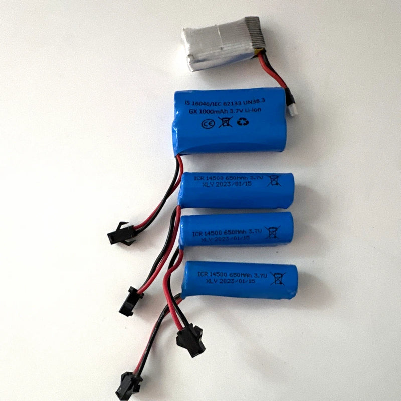 5pc 3.7V Rechargeable Li-Ion Battery Lot 1000mAh 600mAh Used Untested Battery