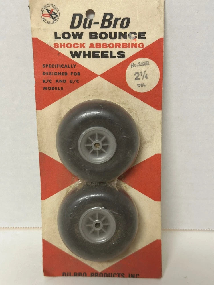DU-BRO Low Bounce Shock Absorbing Wheels 2-1/4?? Dia.No.225R Hobby Airplane Mod.