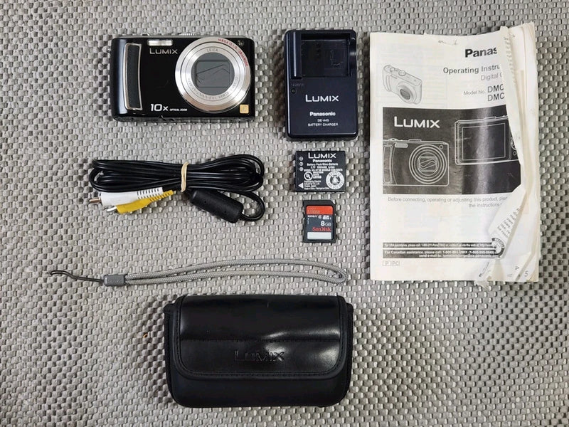 Panasonic LUMIX DMC-TZ5K 9.1MP Black Digital Camera Bundle Great Cond. Tested