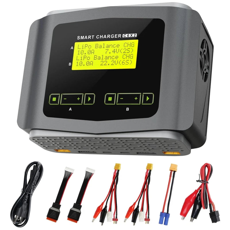 Large Screen Dual 10A LiPo Li-ion Charger Discharger Battery