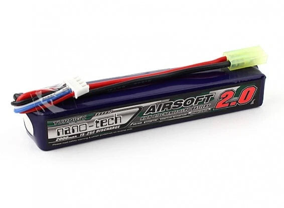 TURNIGY NANO-TECH 2000mAh 3S 11.1V 15-25C LIPO BATTERY AIRSOFT MINI TAMIYA MOLEX
