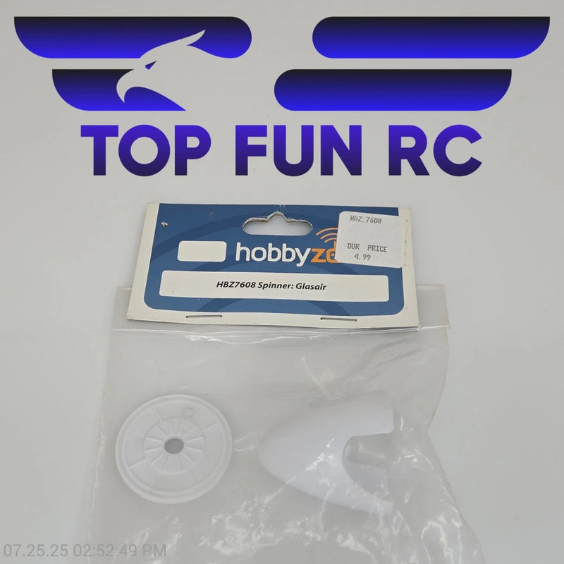 HobbyZone HBZ7608 RC spinner for Glasair airplane, white in retail blister pack
