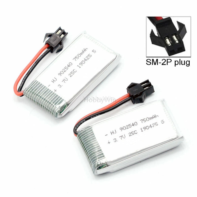 3.7V 750mAh 25C LiPO Battery SM-2P positive plug for Mini Copter RC Drone Flyer