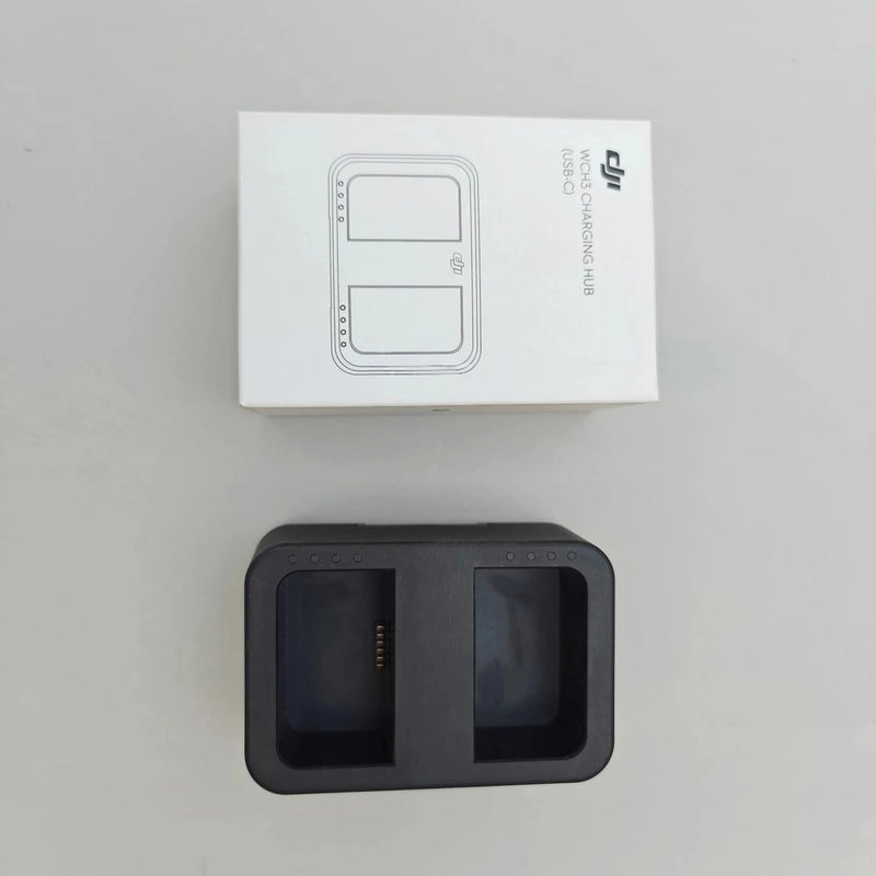 DJI WB37 remote control battery charger hub with two bay cradle, dark gray/black