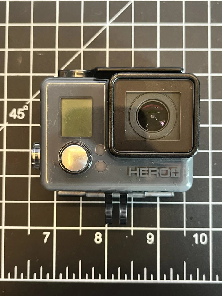 GoPro HERO+ action camera with waterproof housing, front lens, and small display