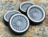 Resin 22 In. ¡°Drift¡± Restomod Wheels, W/ One Inch Whitewalls,1/24 1/25 Scale