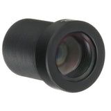 Black 12mm CCTV camera lens with wide-angle glass front, cylindrical body