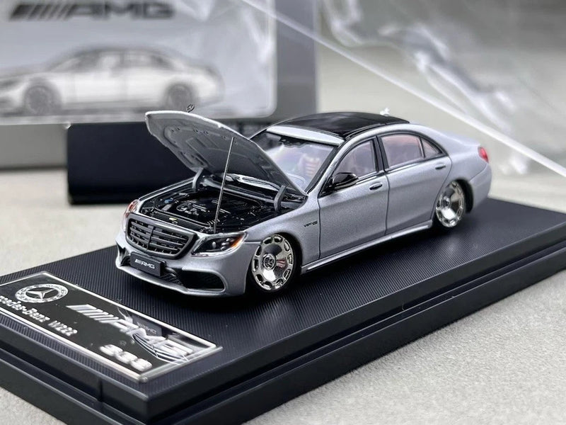 AL RM 1:64 Silver S63 W222 V12 VIP Luxury Sedan Sport Model Diecast Collect Car
