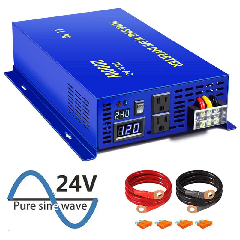 Car Power Inverter 2000WDC24V To AC 120V Pure Sine Wave Solar Converter Off-Grid