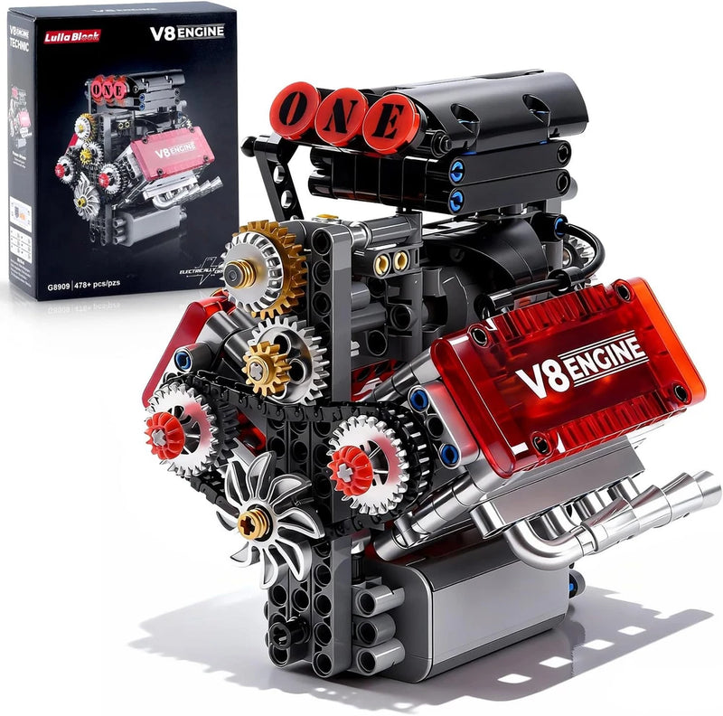 V8 Engine Toy Building Sets - Mini Combustion V8 Engine Model Kit That Runs Battery