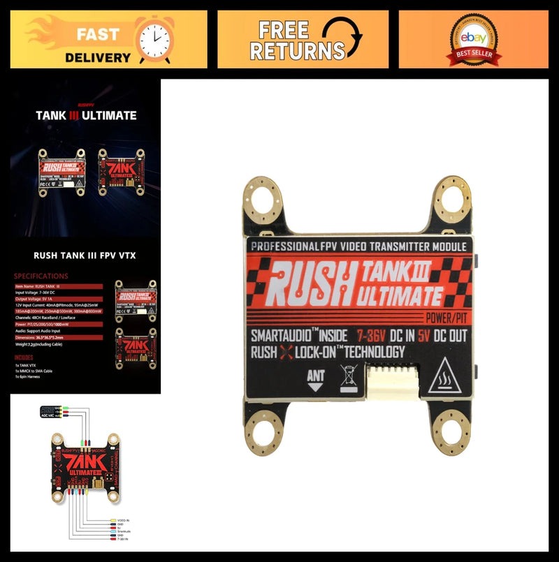 5.8G FPV Video Transmitter 48CH Switchable 30x30 for Racing Drones - PIT/25/200/