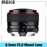 Meike 6.5mm F2.0 MF Fisheye Lens For Sony E Canon EF-M M4/3 Fujifilm X Nikon 1