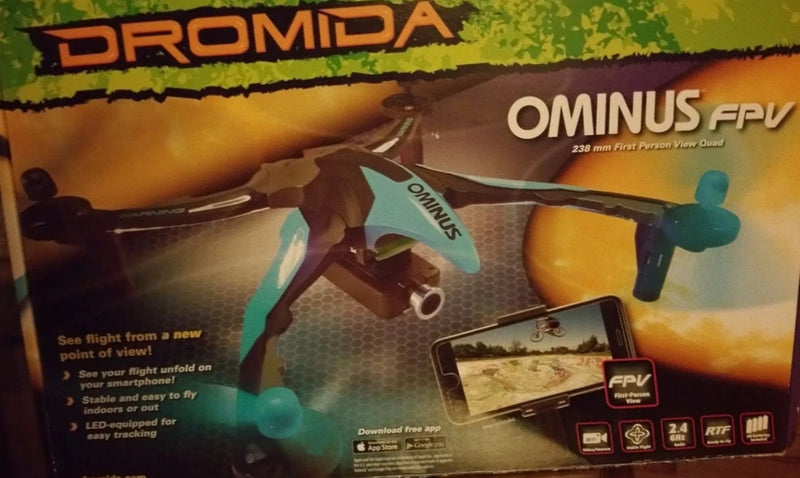Dromida Ominus FPV quadcopter drone RTF box front with drone artwork and HD camera